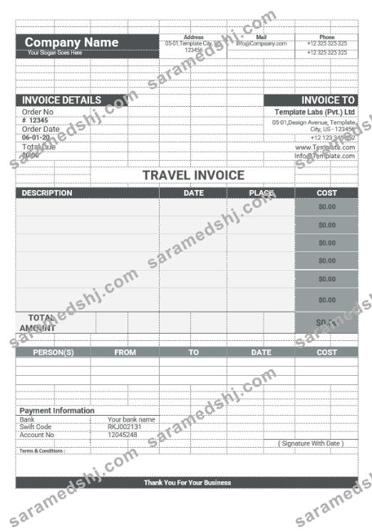 Sample Travel Invoice Template